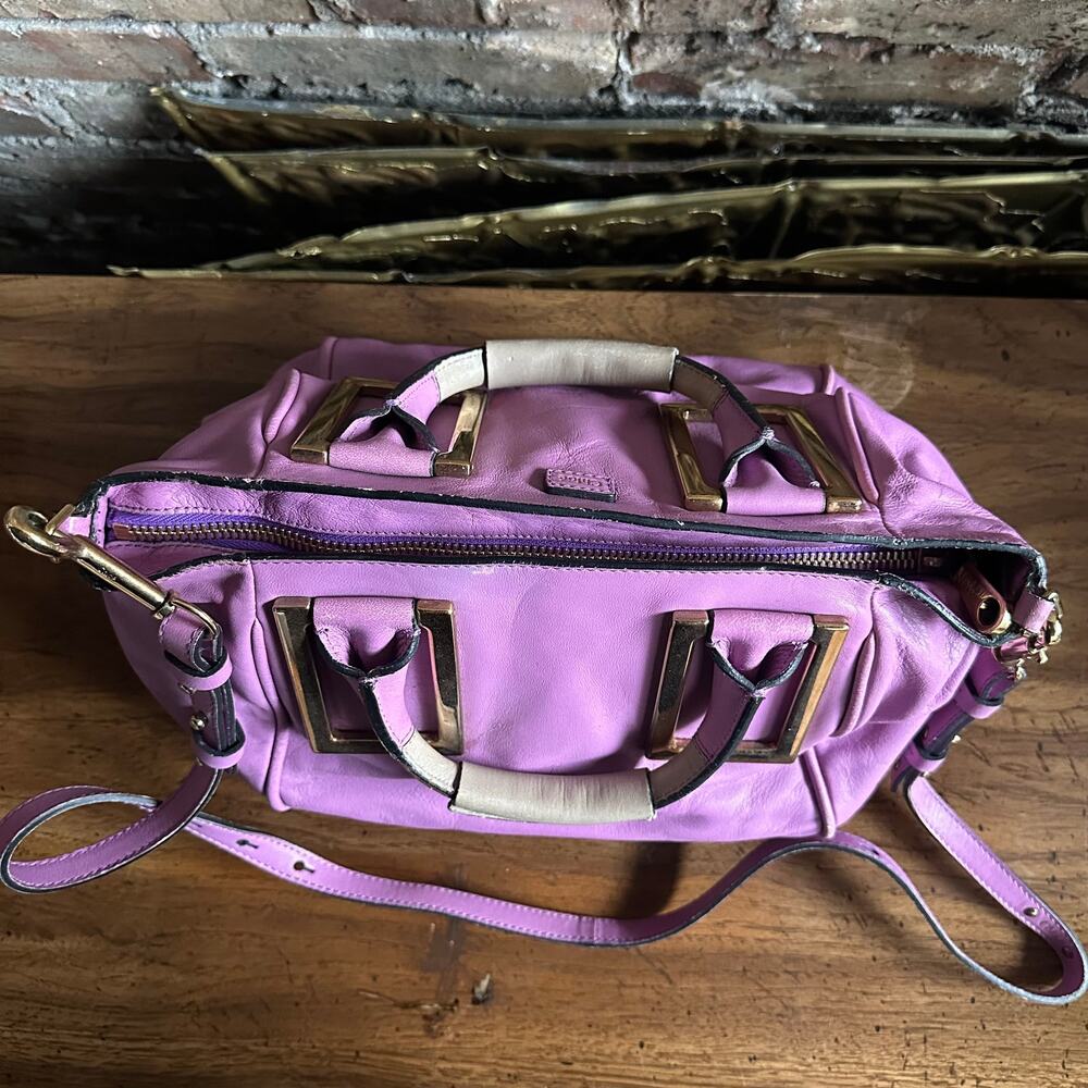 Vintage Chloe Ethel Purple Leather 2 Way Satchel - Picture 7 of 14
